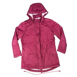 GAP Jacket Womens Medium Petite Red Parka Hooded Sherpa Fleece Lined Outdoor